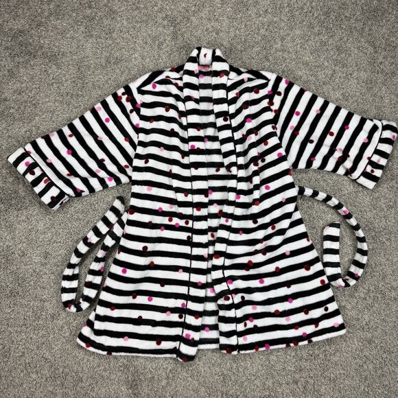 Kate Spade Dream A Little Dream Striped Colorful Dots Fuzzy BeltedRobe Size L/XL - Picture 1 of 8